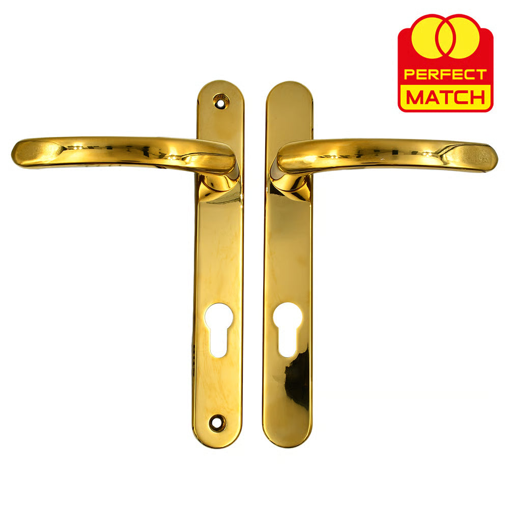 Lever UPVC Multipoint Door Handles - 92mm PZ - Sprung - 203mm Screw Centres - 232mm Backplate