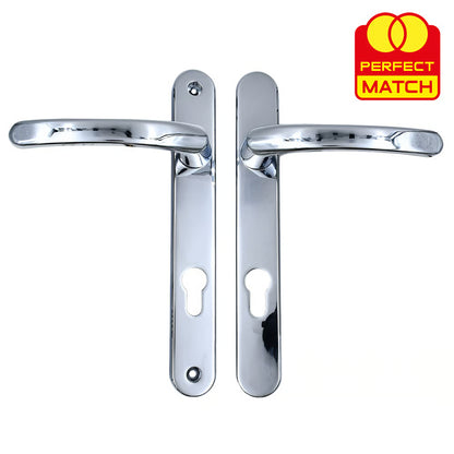 Lever UPVC Multipoint Door Handles - 92mm PZ - Sprung - 203mm Screw Centres - 232mm Backplate