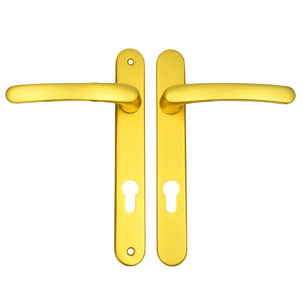 Lever UPVC Multipoint Door Handles - 92mm PZ - Sprung - 203mm Screw Centres - 232mm Backplate