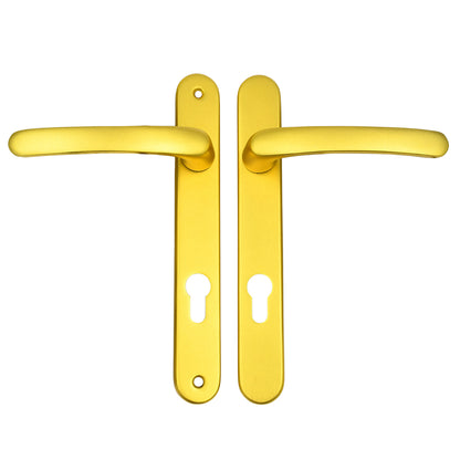 Lever UPVC Multipoint Door Handles - 92mm PZ - Sprung - 203mm Screw Centres - 232mm Backplate