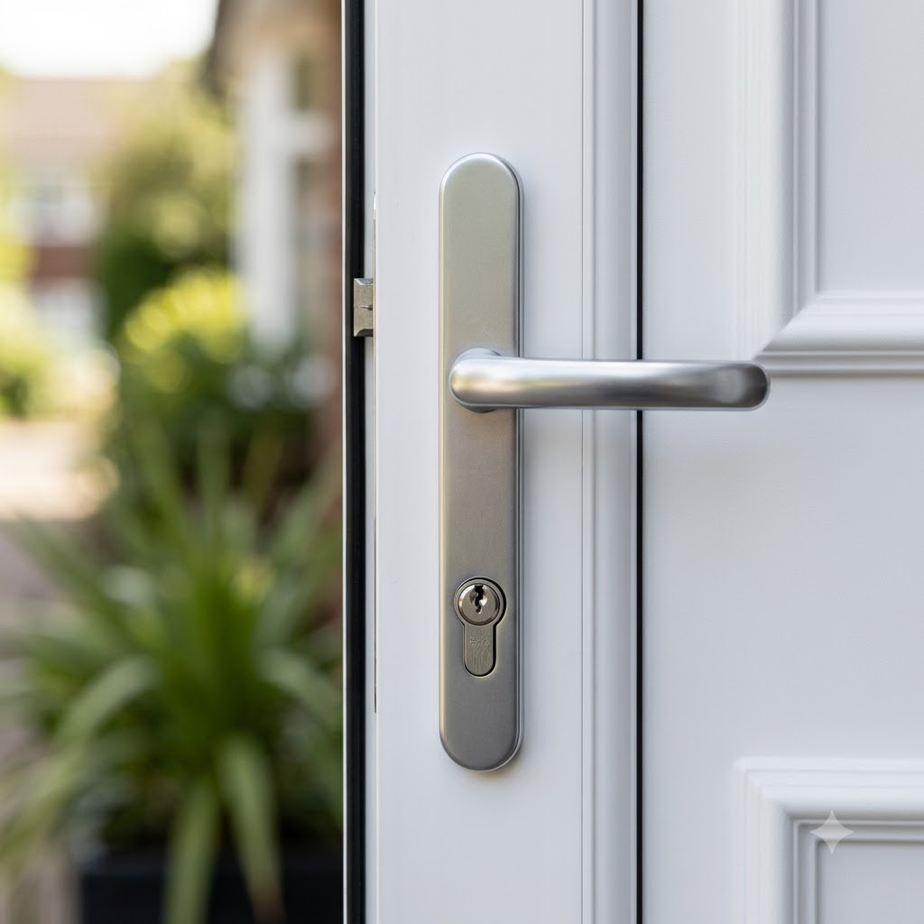 Lever UPVC Multipoint Door Handles - 92mm PZ - Sprung - 203mm Screw Centres - 232mm Backplate