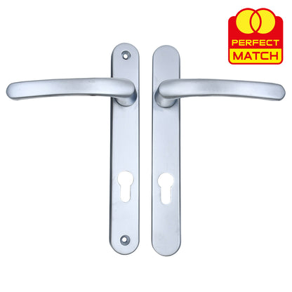 Lever UPVC Multipoint Door Handles - 92mm PZ - Sprung - 203mm Screw Centres - 232mm Backplate