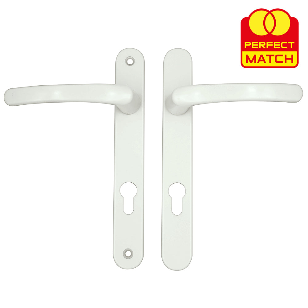 Lever UPVC Multipoint Door Handles - 92mm PZ - Sprung - 203mm Screw Centres - 232mm Backplate