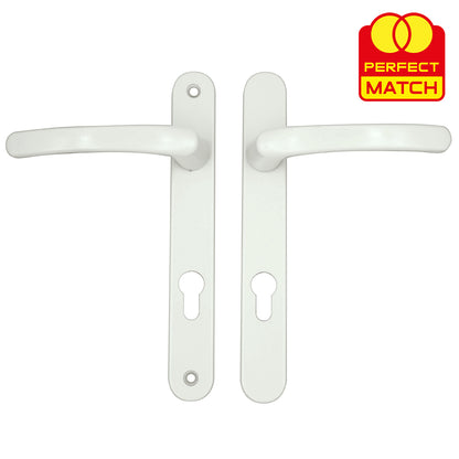 Lever UPVC Multipoint Door Handles - 92mm PZ - Sprung - 203mm Screw Centres - 232mm Backplate