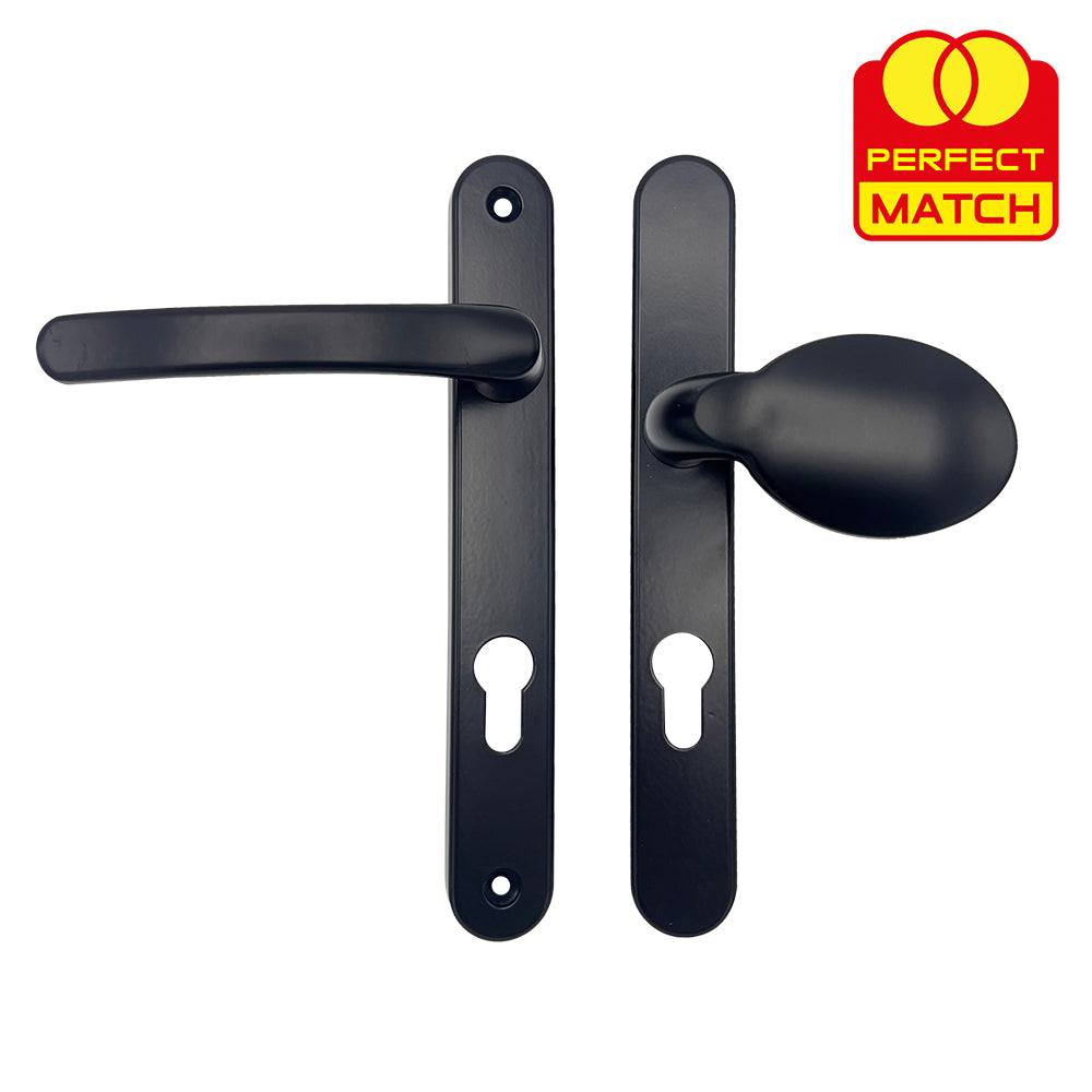 Moveable Pad Offset UPVC Multipoint Door Handles - 92/70mm PZ - Sprung - 203mm Screw Centres
