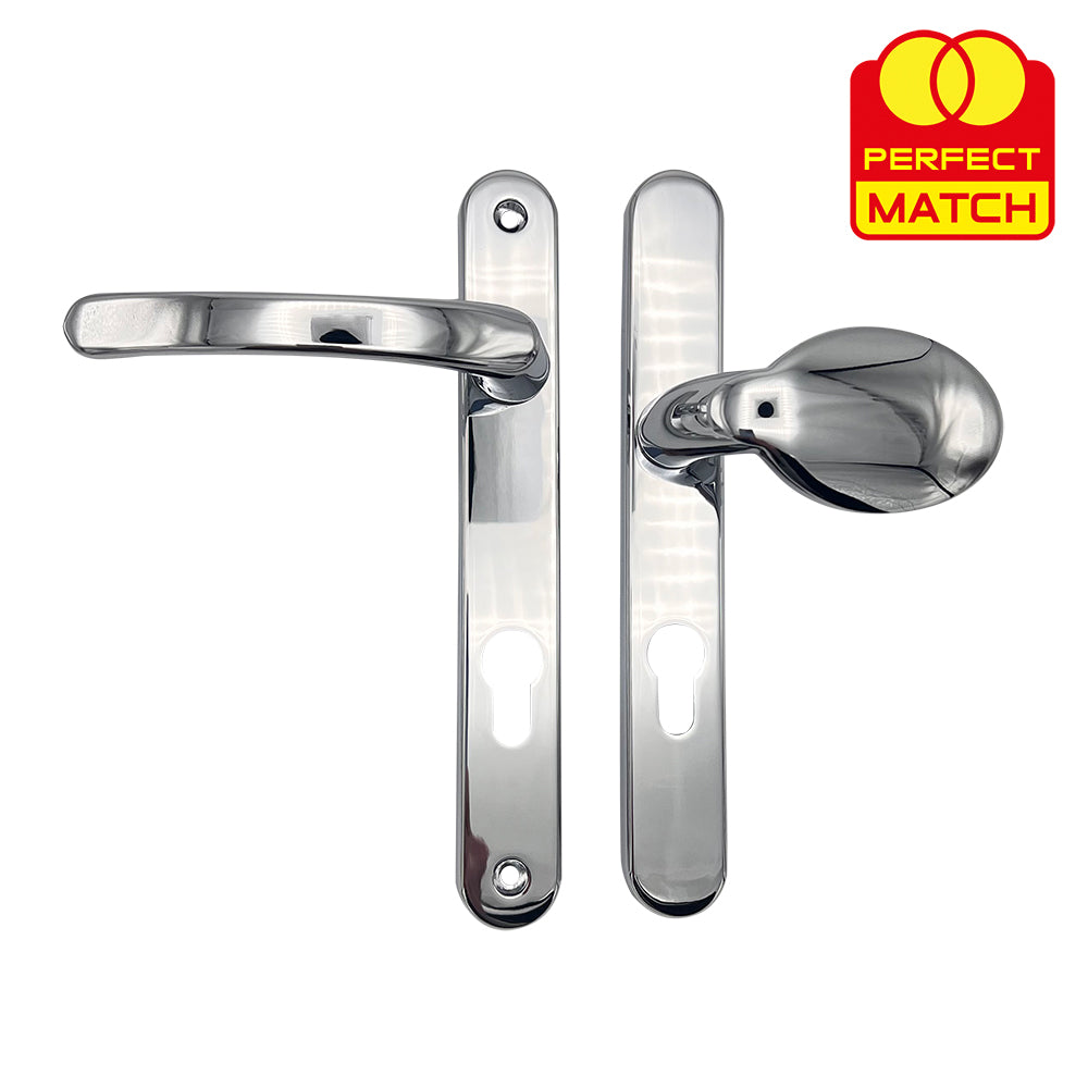 Moveable Pad Offset UPVC Multipoint Door Handles - 92/70mm PZ - Sprung - 203mm Screw Centres