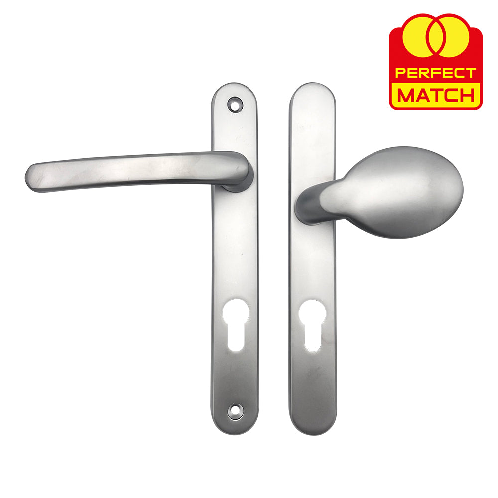 Moveable Pad Offset UPVC Multipoint Door Handles - 92/70mm PZ - Sprung - 203mm Screw Centres
