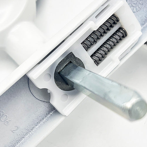 Moveable Pad Offset UPVC Multipoint Door Handles - 92/70mm PZ - Sprung - 203mm Screw Centres