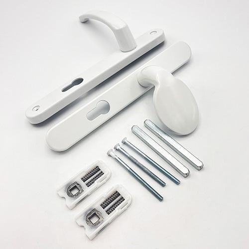 Moveable Pad Offset UPVC Multipoint Door Handles - 92/70mm PZ - Sprung - 203mm Screw Centres
