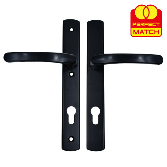 Lever UPVC Multipoint Door Handles - 92mm PZ Sprung - 215mm Screw Centres - 260mm Long Backplate - 3x Fixing Points