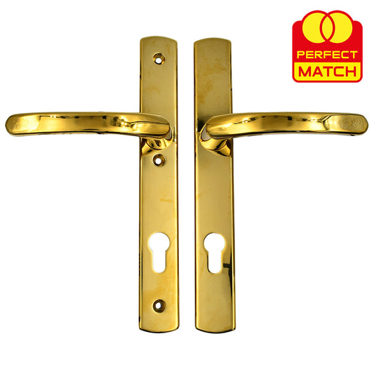 Lever UPVC Multipoint Door Handles - 92mm PZ Sprung - 215mm Screw Centres - 260mm Long Backplate - 3x Fixing Points