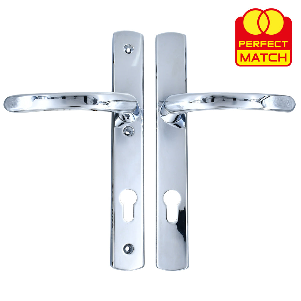 Lever UPVC Multipoint Door Handles - 92mm PZ Sprung - 215mm Screw Centres - 260mm Long Backplate - 3x Fixing Points