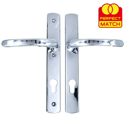 Lever UPVC Multipoint Door Handles - 92mm PZ Sprung - 215mm Screw Centres - 260mm Long Backplate - 3x Fixing Points