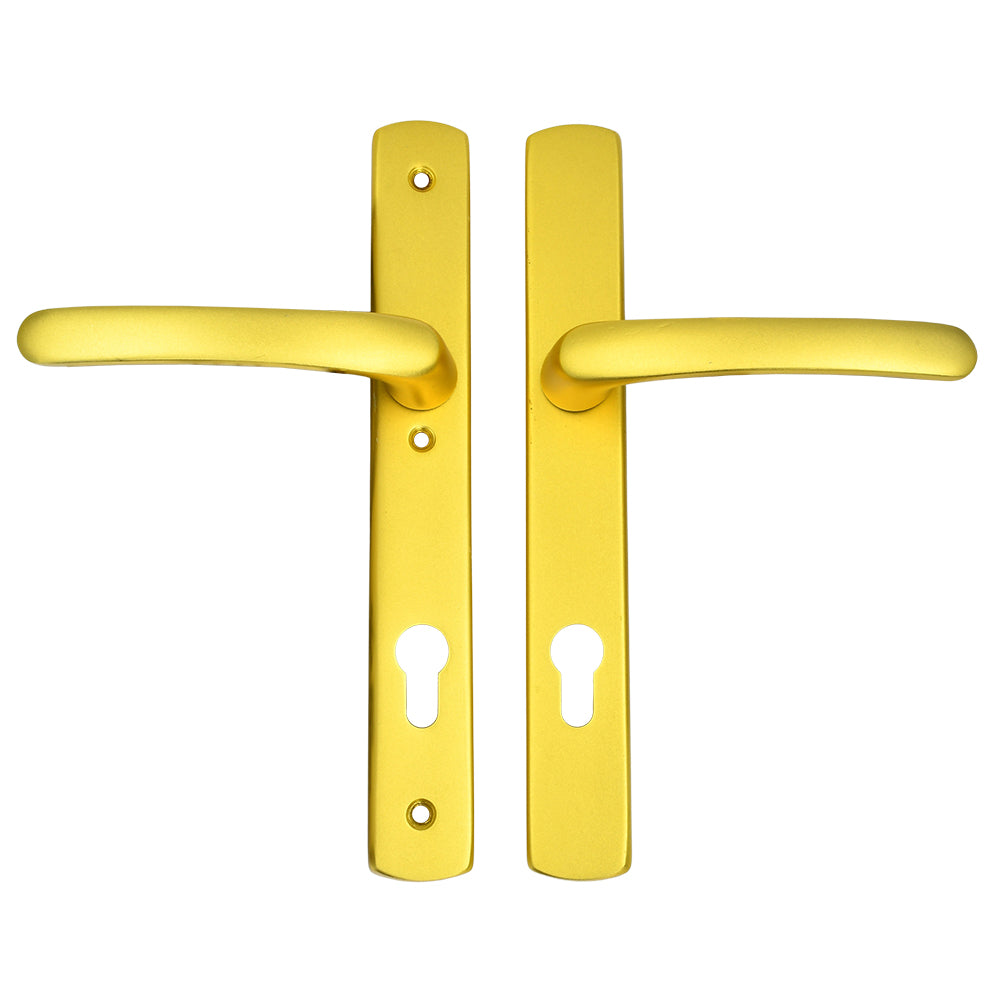 Lever UPVC Multipoint Door Handles - 92mm PZ Sprung - 215mm Screw Centres - 260mm Long Backplate - 3x Fixing Points