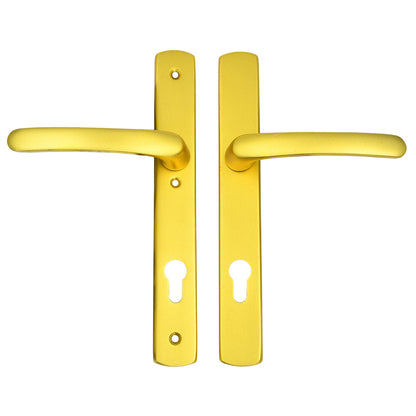 Lever UPVC Multipoint Door Handles - 92mm PZ Sprung - 215mm Screw Centres - 260mm Long Backplate - 3x Fixing Points