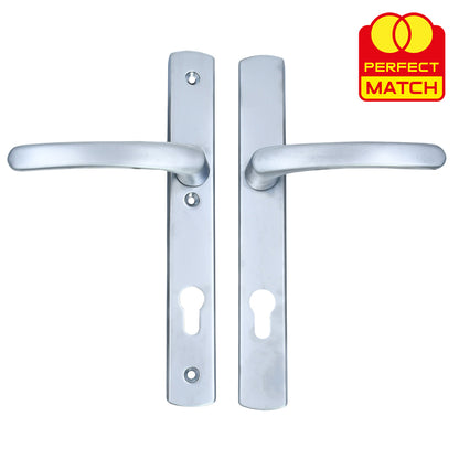 Lever UPVC Multipoint Door Handles - 92mm PZ Sprung - 215mm Screw Centres - 260mm Long Backplate - 3x Fixing Points
