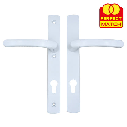 Lever UPVC Multipoint Door Handles - 92mm PZ Sprung - 215mm Screw Centres - 260mm Long Backplate - 3x Fixing Points