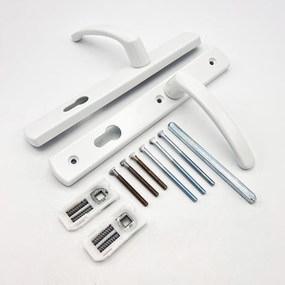 Lever UPVC Multipoint Door Handles - 92mm PZ Sprung - 215mm Screw Centres - 260mm Long Backplate - 3x Fixing Points