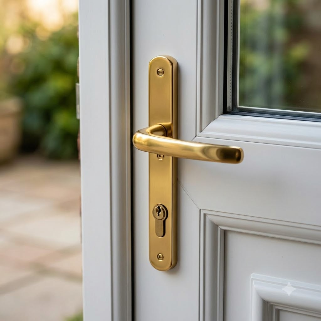 oveable Pad UPVC Multipoint Door Handles - 92mm PZ - Sprung - 215mm Screw Centres - 3x Fixings