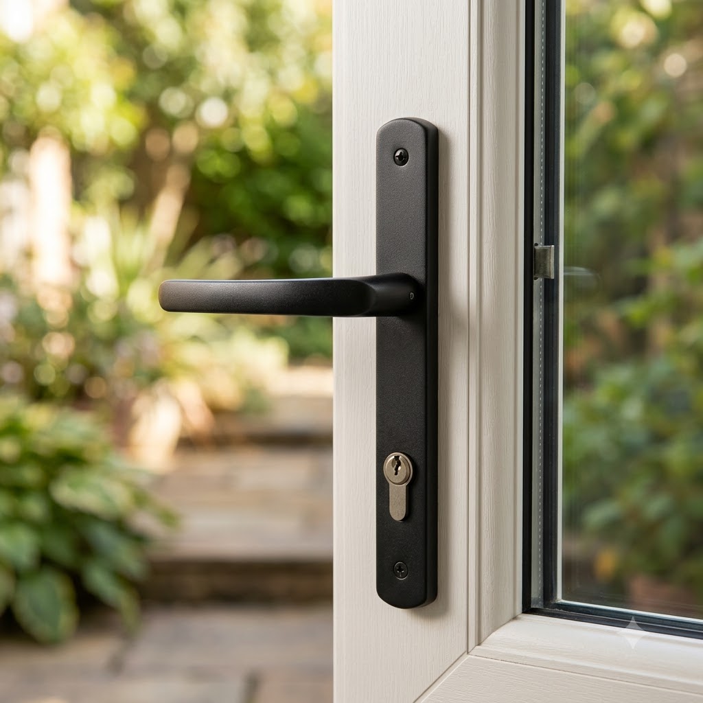 oveable Pad UPVC Multipoint Door Handles - 92mm PZ - Sprung - 215mm Screw Centres - 3x Fixings