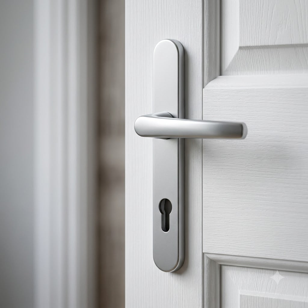 oveable Pad UPVC Multipoint Door Handles - 92mm PZ - Sprung - 215mm Screw Centres - 3x Fixings