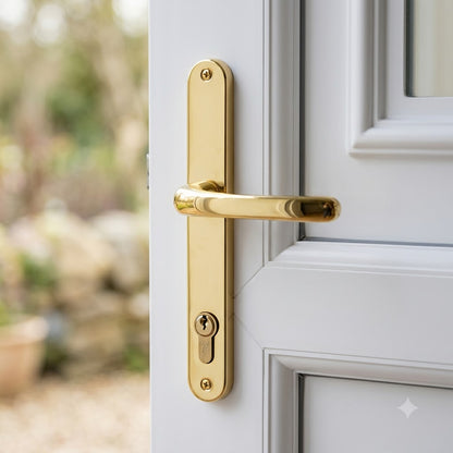 Lever UPVC Multipoint Door Handles - 92mm PZ Sprung 240mm Screw Centres - 270mm Long Backplate