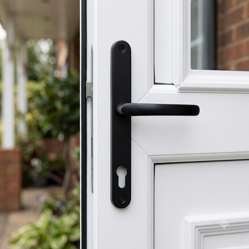 Lever UPVC Multipoint Door Handles - 92mm PZ Sprung 240mm Screw Centres - 270mm Long Backplate