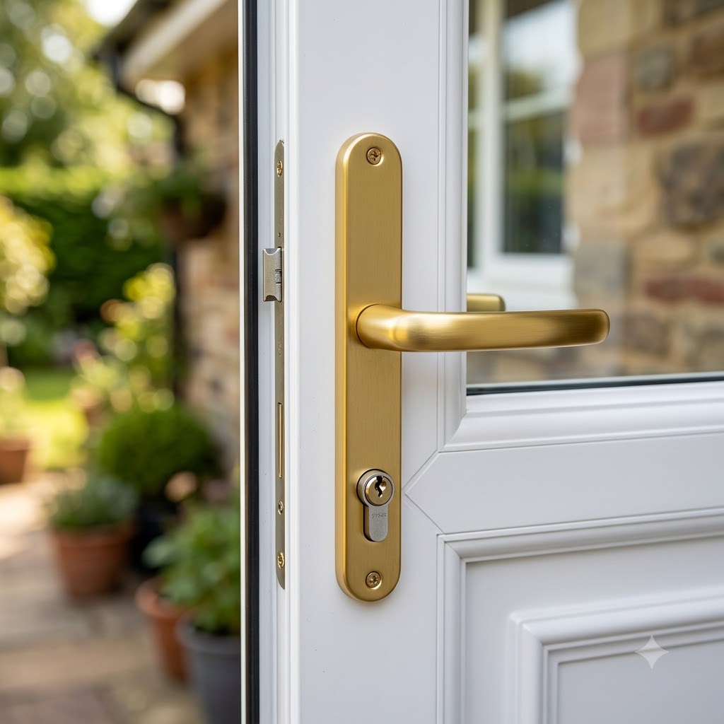 Lever UPVC Multipoint Door Handles - 92mm PZ Sprung 240mm Screw Centres - 270mm Long Backplate