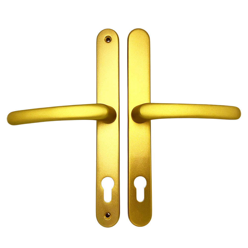 Lever UPVC Multipoint Door Handles - 92mm PZ Sprung 240mm Screw Centres - 270mm Long Backplate