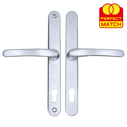 Lever UPVC Multipoint Door Handles - 92mm PZ Sprung 240mm Screw Centres - 270mm Long Backplate