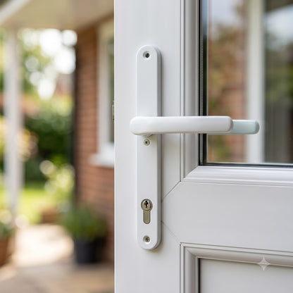 Lever UPVC Multipoint Door Handles - 92mm PZ Sprung 240mm Screw Centres - 270mm Long Backplate