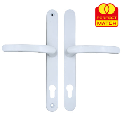 Lever UPVC Multipoint Door Handles - 92mm PZ Sprung 240mm Screw Centres - 270mm Long Backplate