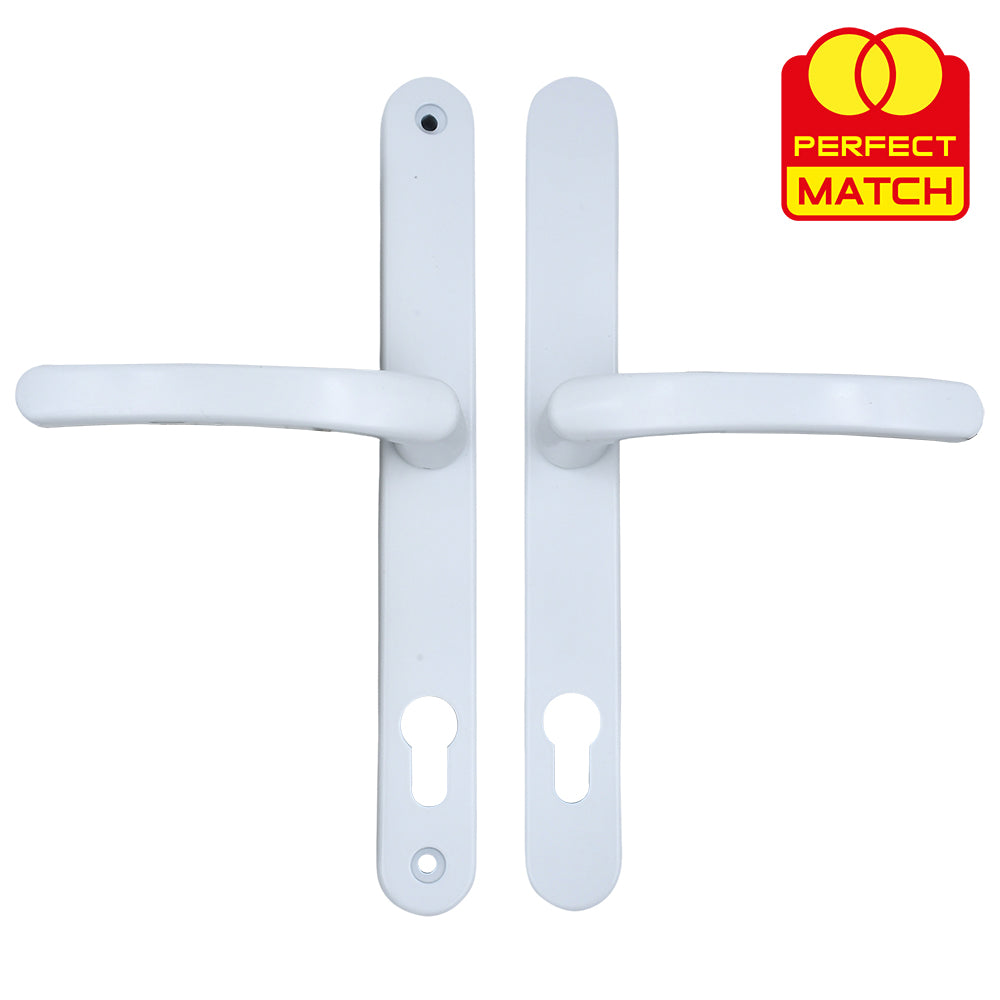 Lever UPVC Multipoint Door Handles - 92mm PZ Sprung 240mm Screw Centres - 270mm Long Backplate