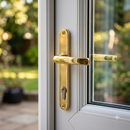 TS007 2 Star Grade 304 Stainless Steel Lever Lever UPVC Multipoint Door Handles - 92mm PZ Sprung 210mm Screw Centres