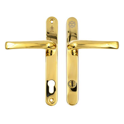 TS007 2 Star Grade 304 Stainless Steel Lever Lever UPVC Multipoint Door Handles - 92mm PZ Sprung 210mm Screw Centres