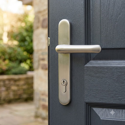 TS007 2 Star Grade 304 Stainless Steel Lever Lever UPVC Multipoint Door Handles - 92mm PZ Sprung 210mm Screw Centres