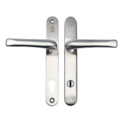 TS007 2 Star Grade 304 Stainless Steel Lever Lever UPVC Multipoint Door Handles - 92mm PZ Sprung 210mm Screw Centres