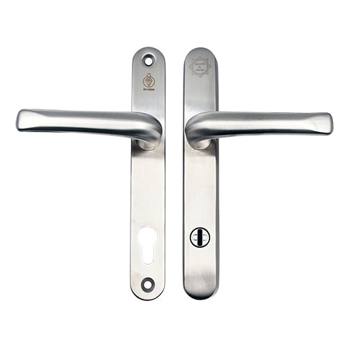 TS007 2 Star Grade 304 Stainless Steel Lever Lever UPVC Multipoint Door Handles - 92mm PZ Sprung 210mm Screw Centres