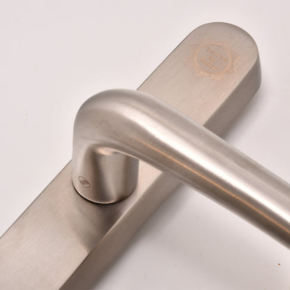 TS007 2 Star Grade 304 Stainless Steel Lever Lever UPVC Multipoint Door Handles - 92mm PZ Sprung 210mm Screw Centres