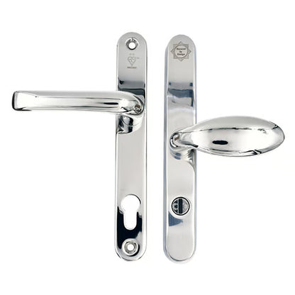 TS007 2 Star Grade 304 Stainless Steel Lever Moveable Pad (Offset) UPVC Multipoint Door Handles - 92/62mm PZ Sprung 210mm Screw Centres