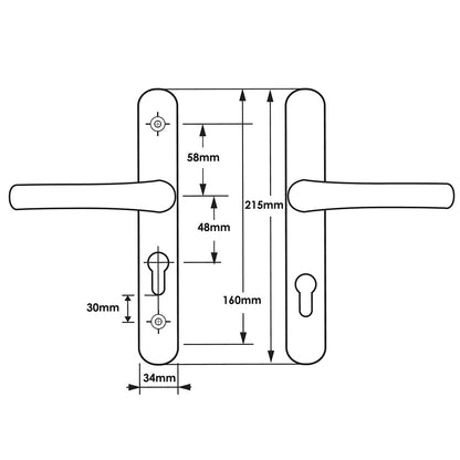 Lever UPVC Multipoint Door Handles - 48mm PZ - Sprung - 160mm Screw Centres