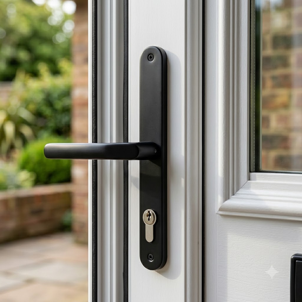 Moveable Pad UPVC Multipoint Door Handles - 68mm PZ Sprung 215mm Screw Centres