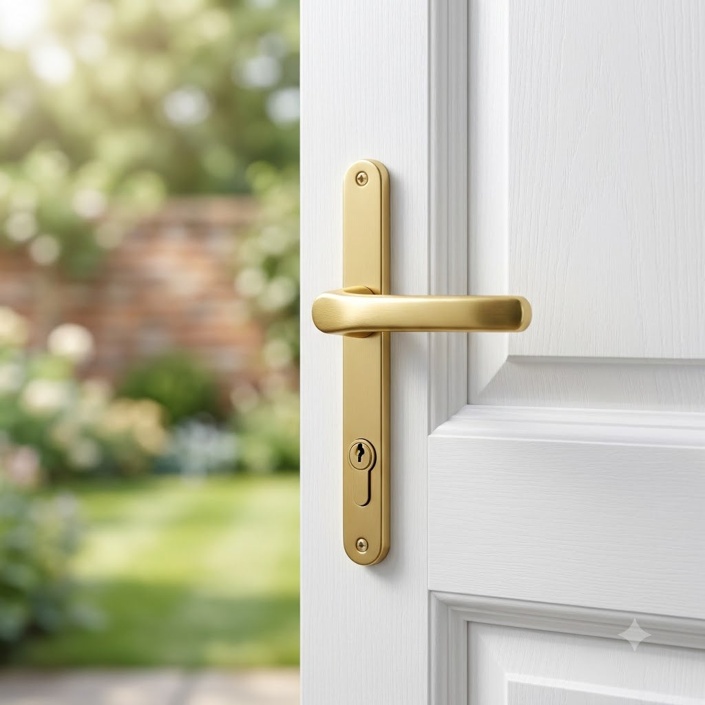 Moveable Pad UPVC Multipoint Door Handles - 68mm PZ Sprung 215mm Screw Centres
