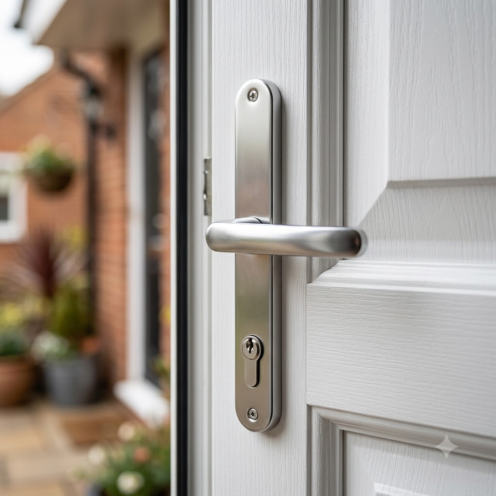 Moveable Pad UPVC Multipoint Door Handles - 68mm PZ Sprung 215mm Screw Centres