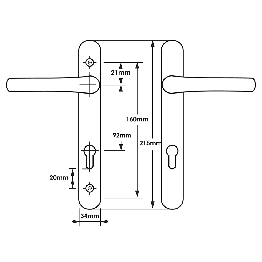 Lever Multipoint Door Handles - 92mm PZ - Sprung - 160mm Screw Centres