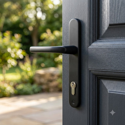 Moveable Pad Offset UPVC Multipoint Door Handles - 92/62mm PZ - Sprung - 215mm Screw Centres