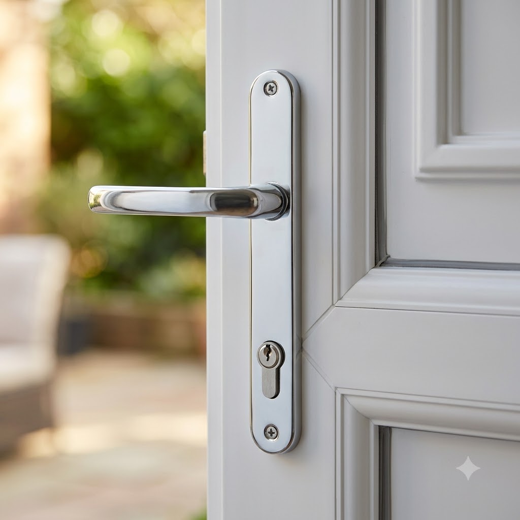 Moveable Pad Offset UPVC Multipoint Door Handles - 92/62mm PZ - Sprung - 215mm Screw Centres