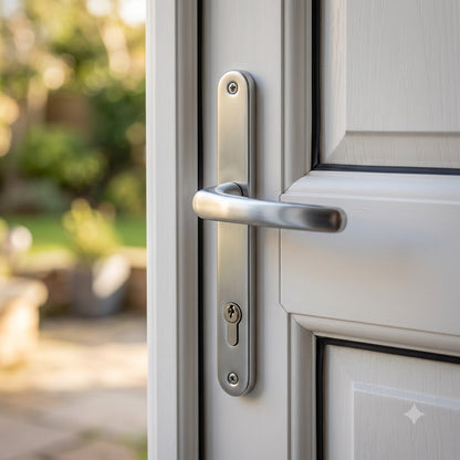 Moveable Pad Offset UPVC Multipoint Door Handles - 92/62mm PZ - Sprung - 215mm Screw Centres