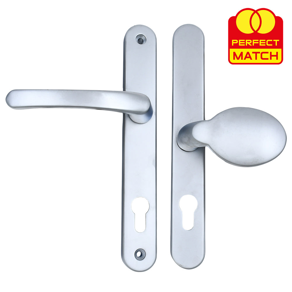 Moveable Pad Offset UPVC Multipoint Door Handles - 92/62mm PZ - Sprung - 215mm Screw Centres