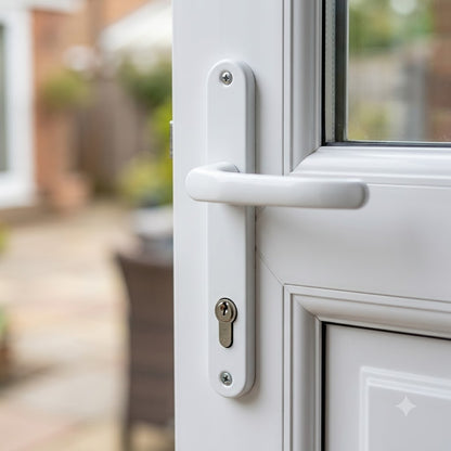 Moveable Pad Offset UPVC Multipoint Door Handles - 92/62mm PZ - Sprung - 215mm Screw Centres